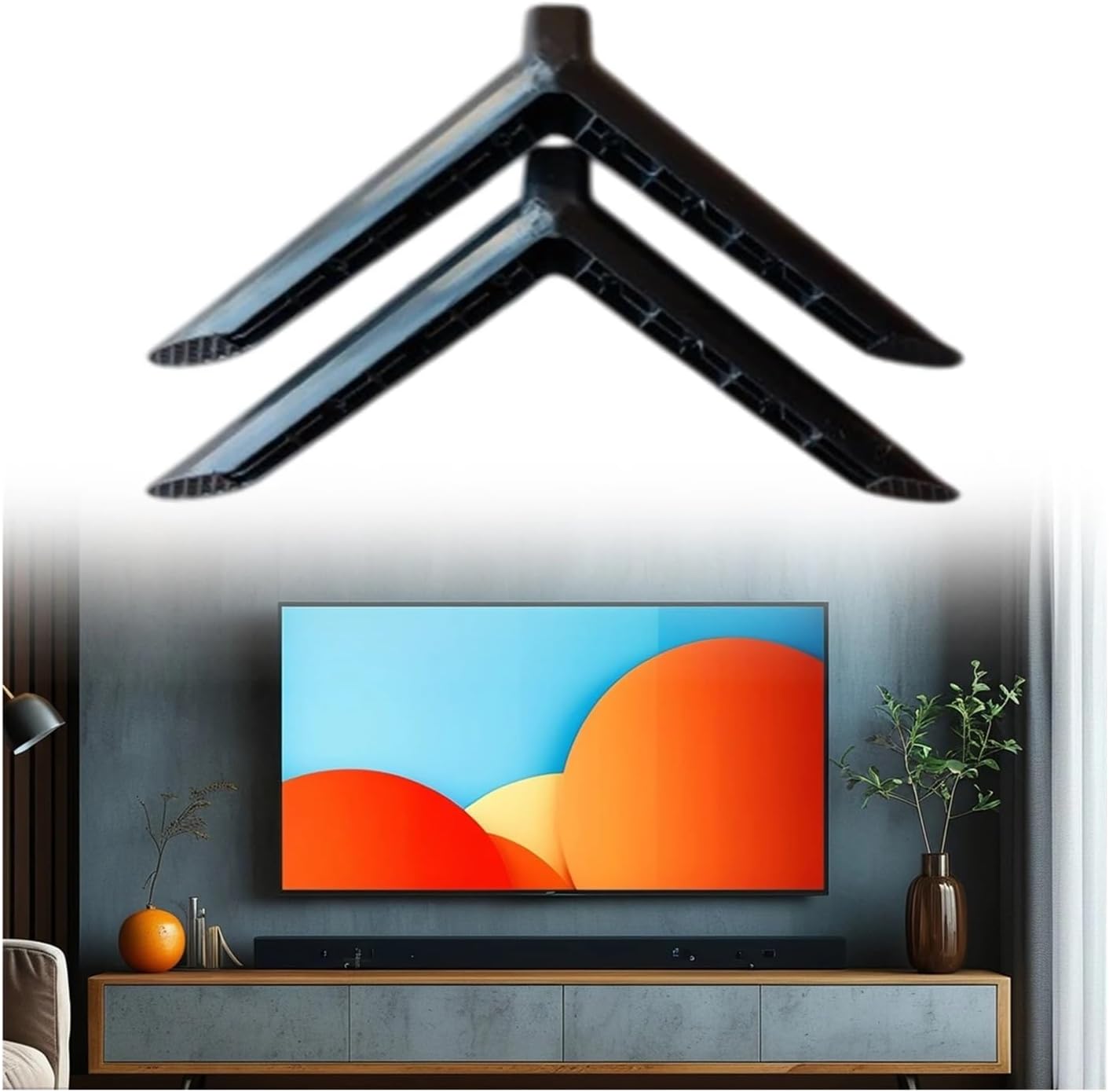 DYLCCHFS 2Pcs TV Stand Base Television Holder Bracket Spare Parts, Easy to Installation Premium Replaces Sturdy TV Legs