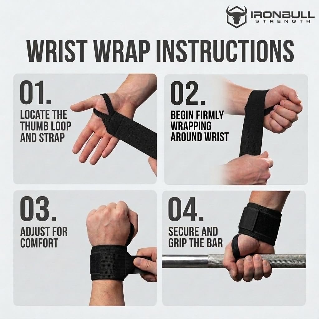 Wrist Wraps for Weightlifting & Powerlifting (18") - Premium Quality Wrist Straps for Weight lifting with Thumb Loop - Best Gym Wrist Wraps for Bench Press, Dip, Triceps & Curls for Men and Women