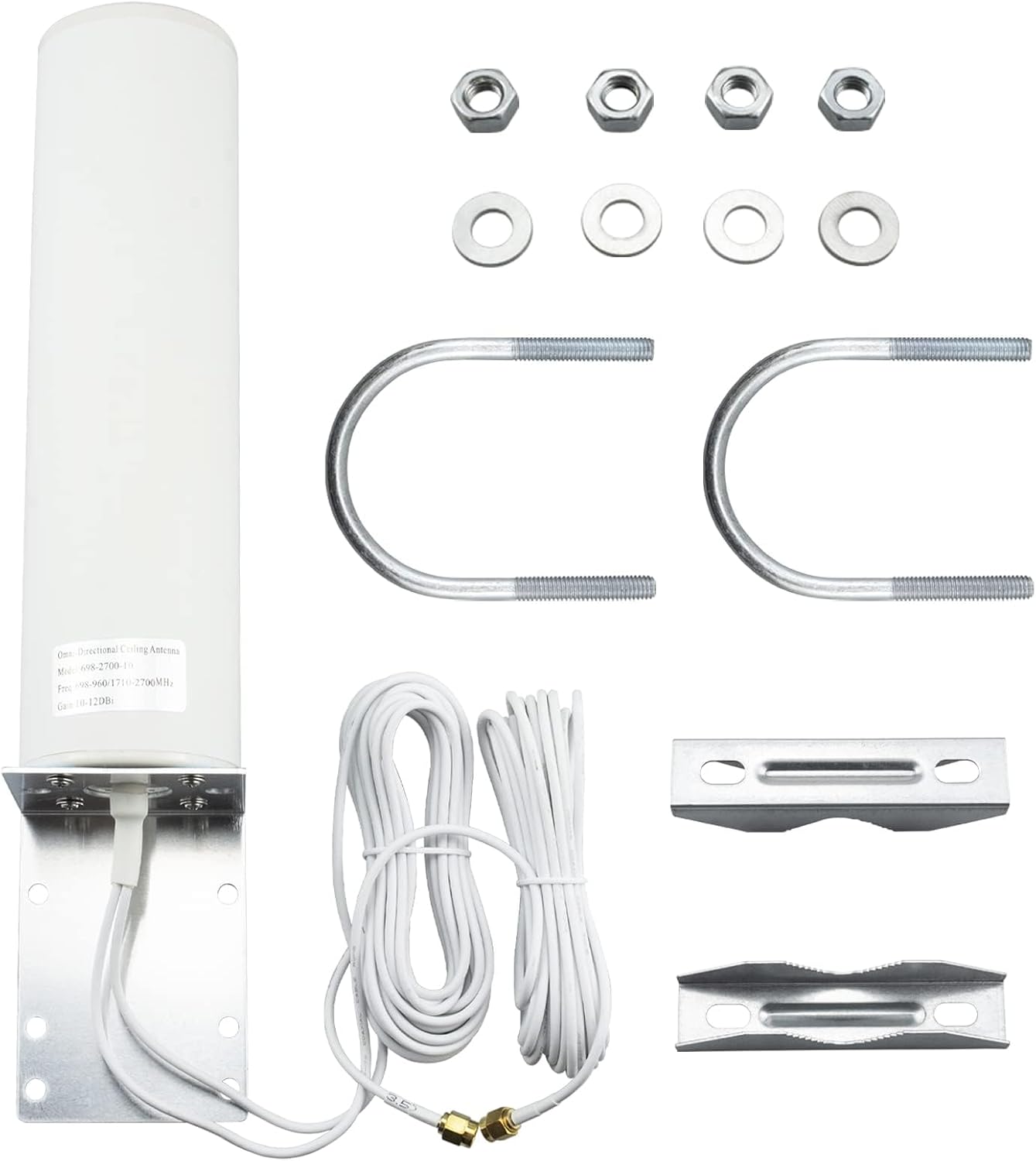 Boobrie 4G 10dBi-12dBi 698-2700MHz 16.4Ft 4G LTE Antenna High Gain Outdoor Antenna OmniDirectional Dual SMA Male