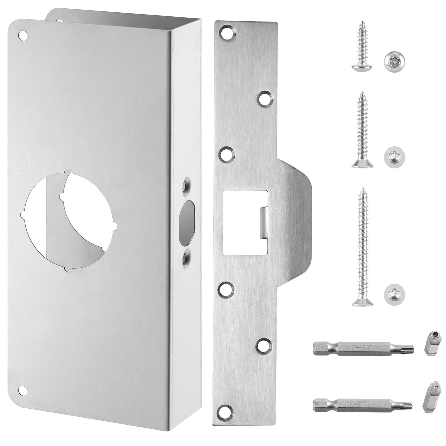 U 9585 Stainless Steel Lock and Door Reinforcement Plate fits 1-3/8" Thick Doors and Includes the U 9476 Security Latch Strike (1-1/4"x 7-7/8")