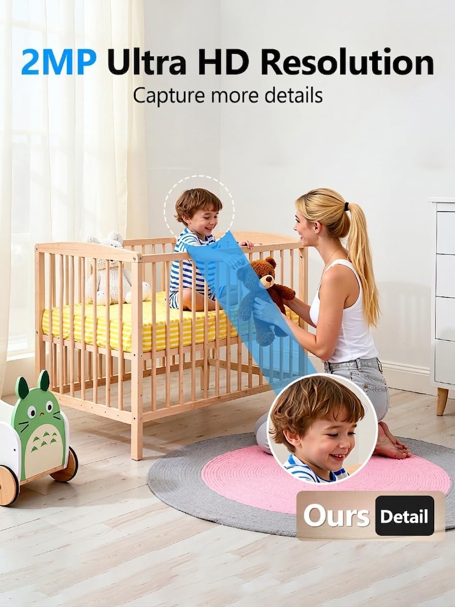 YYSY 2K 2.4/5GHz 360 2 Pack Indoor Security Cameras for Home Security, Dual-Band WiFi Baby Monitor with Phone App
