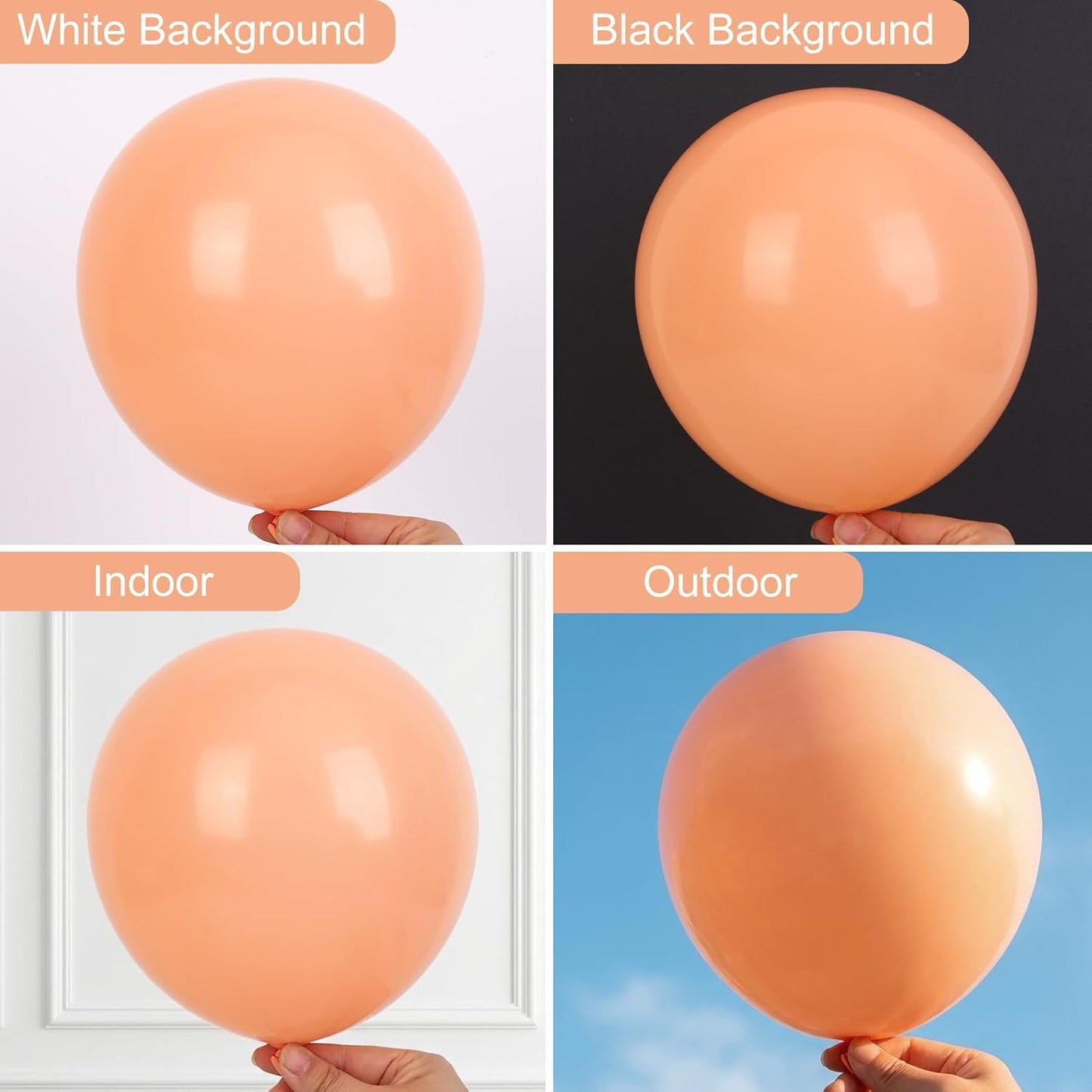 RUBFAC Peach Balloons - 129-Piece Latex Balloon Garland Kit | Light Orange & Blush Pink for Weddings, Showers & Birthdays