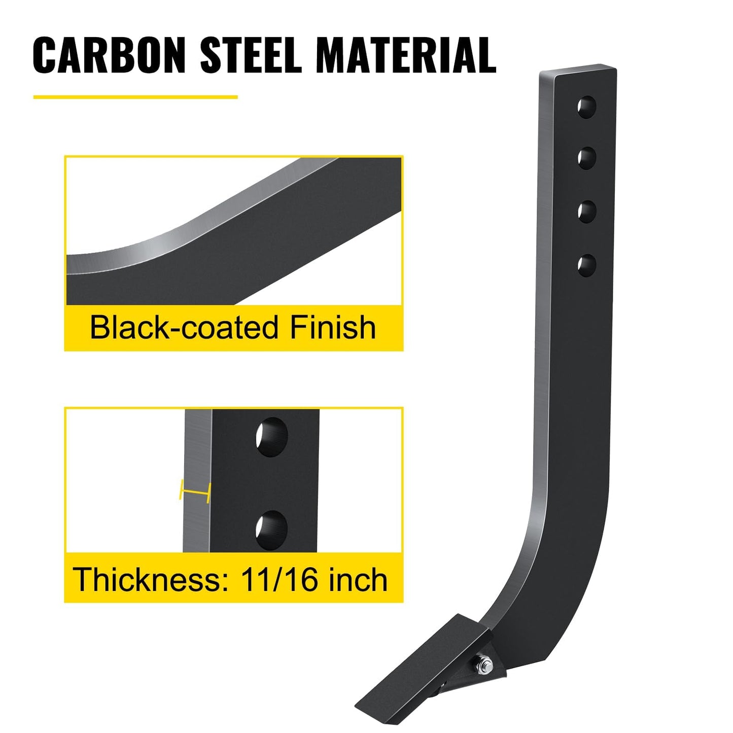 VEVOR Box Blade Shank, 18'' Scarifier Shank, 4 Holes Box Scraper Shank, Ripper Shank with Removable Tapered Teeth and Pins, Adjustable Shanks Assembly for Replacement, Digging, Plowing, 5PCS