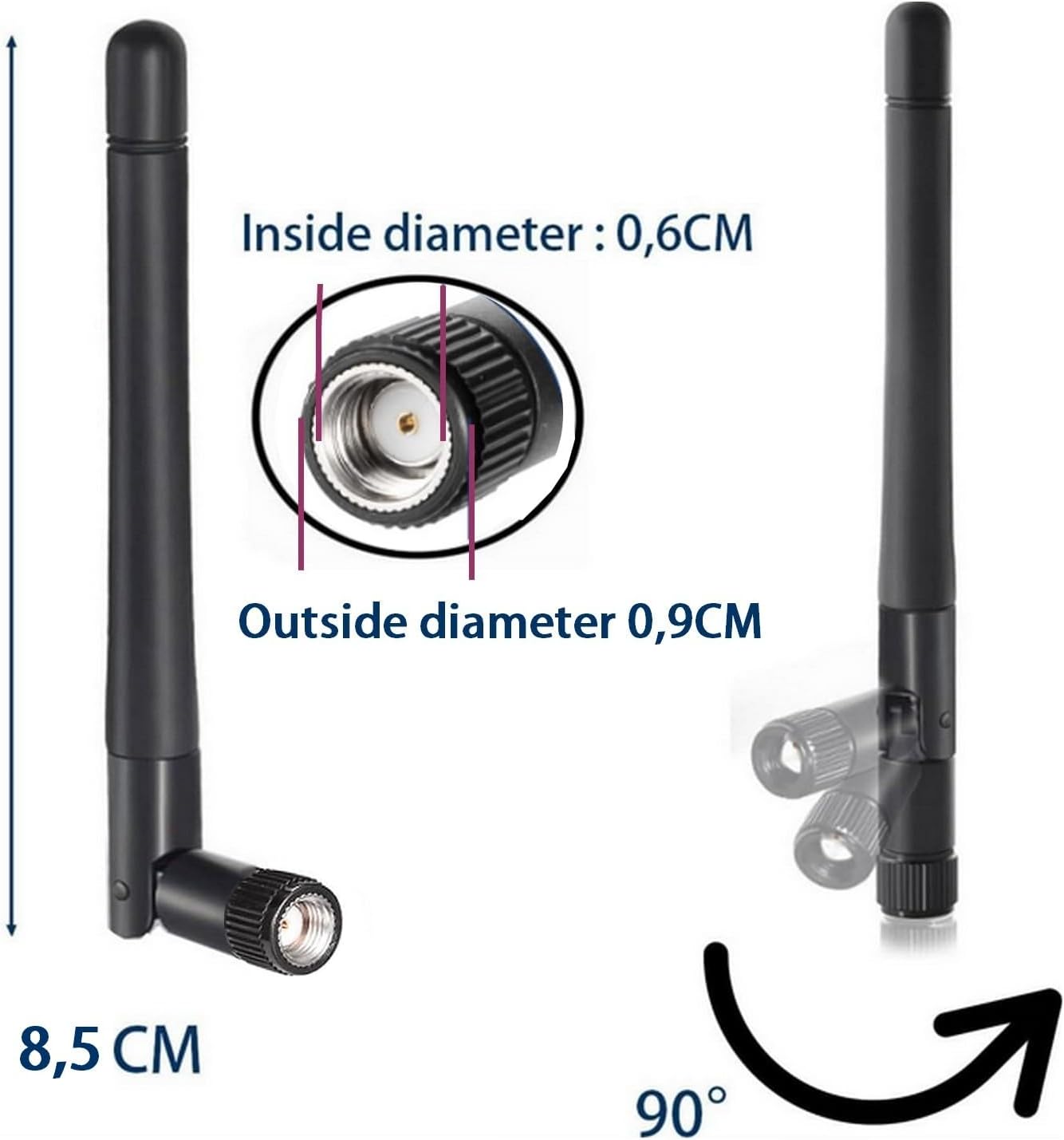 KHIYQILO 2.4GHz 5.8GHz 3dBi Set 2 WiFi Antenna Dual Band MIMO RP-SMA Connector of Antenna for WLAN Router Wireless