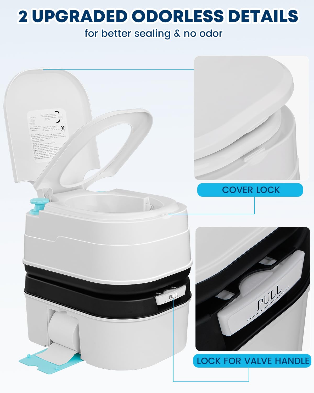Kohree 6.34 Gal Portable Toilet for Adults: Large Camping Toilet with Detachable Waste Tank - Odorless Leak-Proof Boat Porta Potty with Paper & Detergent Collection for Home Use, Camper, RV Travel