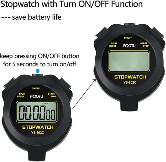 FCXJTU Digital Simple Stopwatch Timer, No Bells, No Alarm, Simple Basic Operation, Silent, Clear Display, ON/Off, Large Display for Swimming Running Training Kids Coaches Referees Teachers