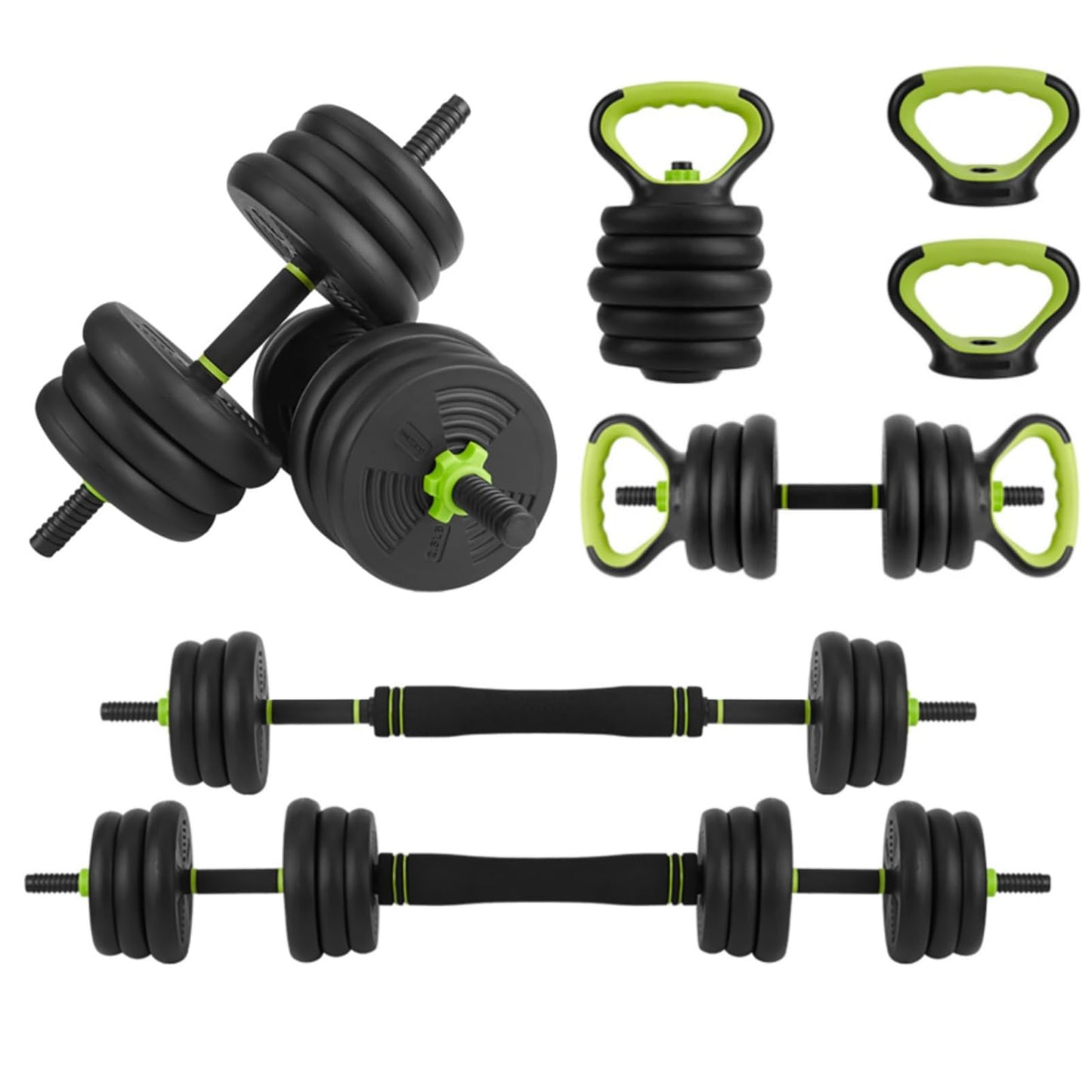 66Lbs Adjustable Dumbbell Set for Home Gym, 4-in-1 Free Weights Set with Connector, Used As Push Up Stand, Adjustable Barbell, Kettlebells for Women & Men, Non-Slip Grip, Space-Saving