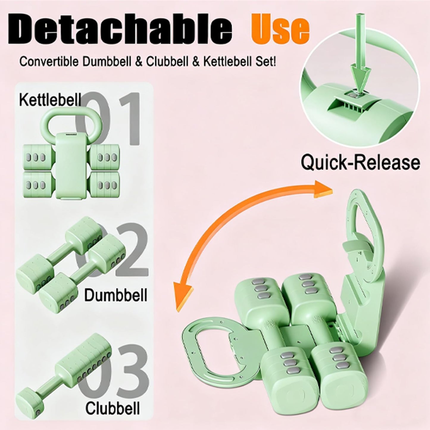 Adjustable Dumbbell Set, 4-in-1 Hand Weights Free Weights Set for Women, Fast Changing Dumbbells 2lb/3lb/4lb/5lb for Home Workout and Outdoor Fitness