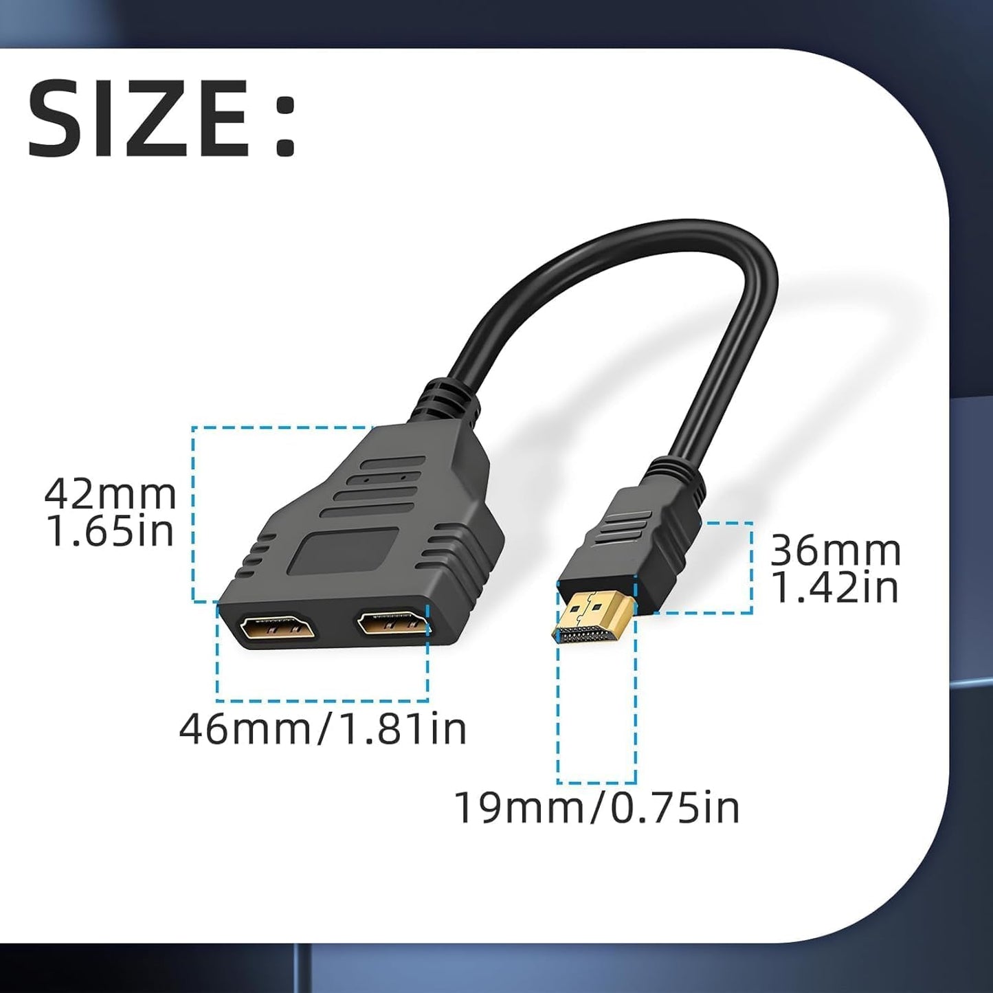 Flsazrx 1 2 1 2 Hdmi Splitter in Out Adapter Cable -HDMI Splitter Male to Dual HDMI Female to Way for HD, LED, LCD, TV