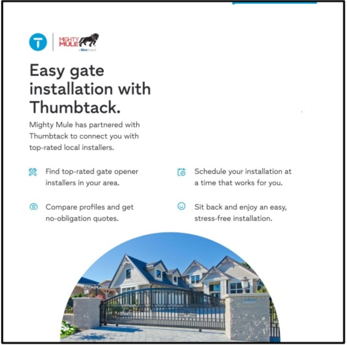 Mighty Mule Gate Opener, Solar and Smart Ready, Heavy Duty Automatic Gate Opener, Gates up to 18ft or 850lb Per Gate Leaf, Dual Gate Opener - Estate, Upgraded, MM572W-EST-A