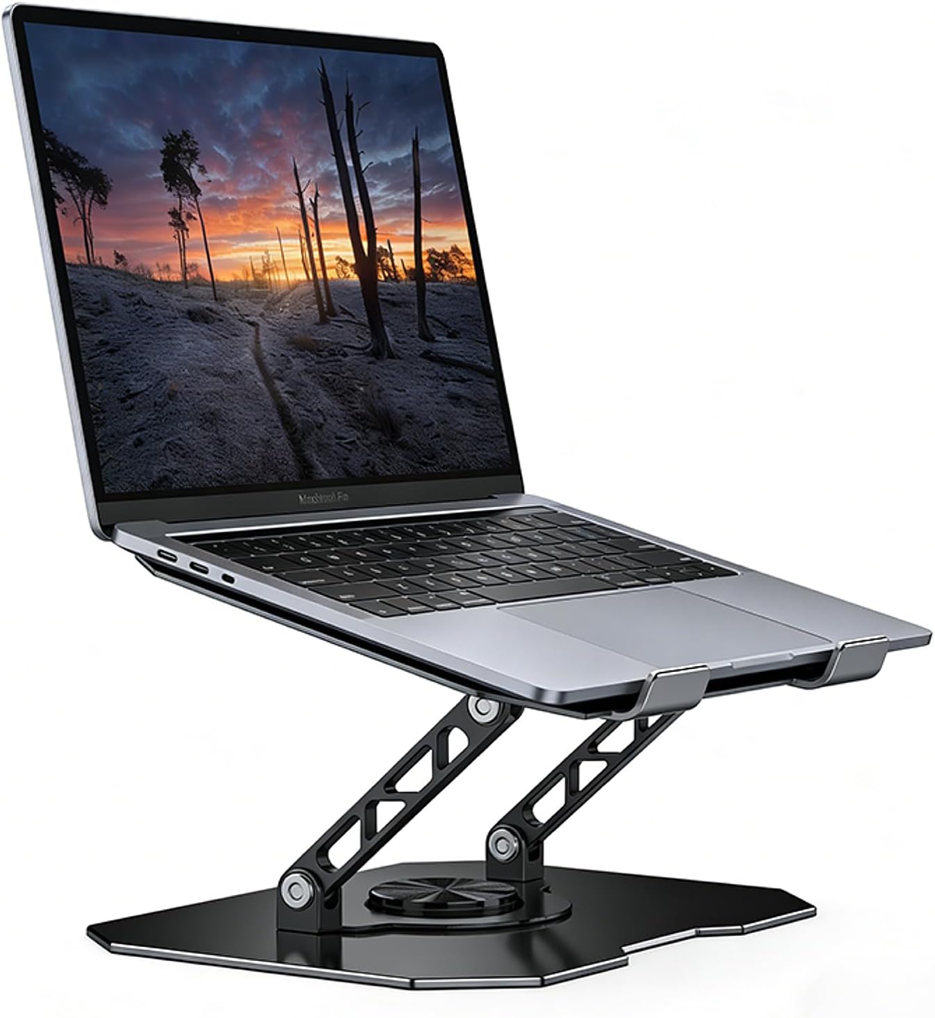 Generic 360 10-16 Inch Rotating Laptop Stand for Desk, Heavy Duty Solid Steel Ergonomic Laptop Riser, Foldable Portable