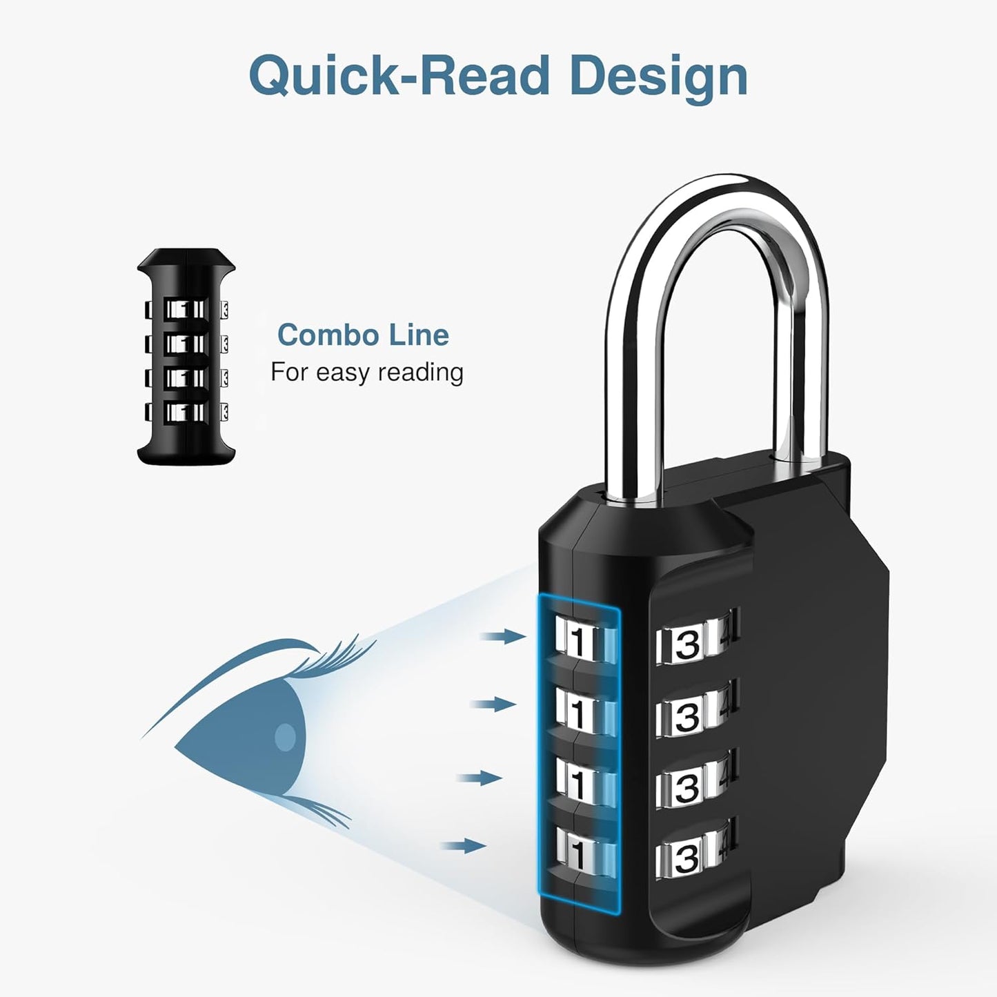 Puroma 4-Digit Waterproof Combination Lock - 2 Pack for School, Gym, Outdoor Use | Black