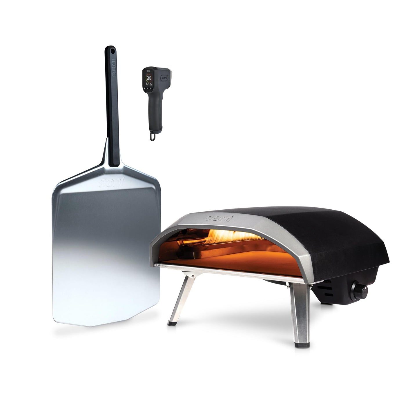 Ooni Koda 16 Propane Gas Pizza Oven - Essentials Pizza Oven Bundle - Includes 14" Pizza Peel and Infrared Thermometer