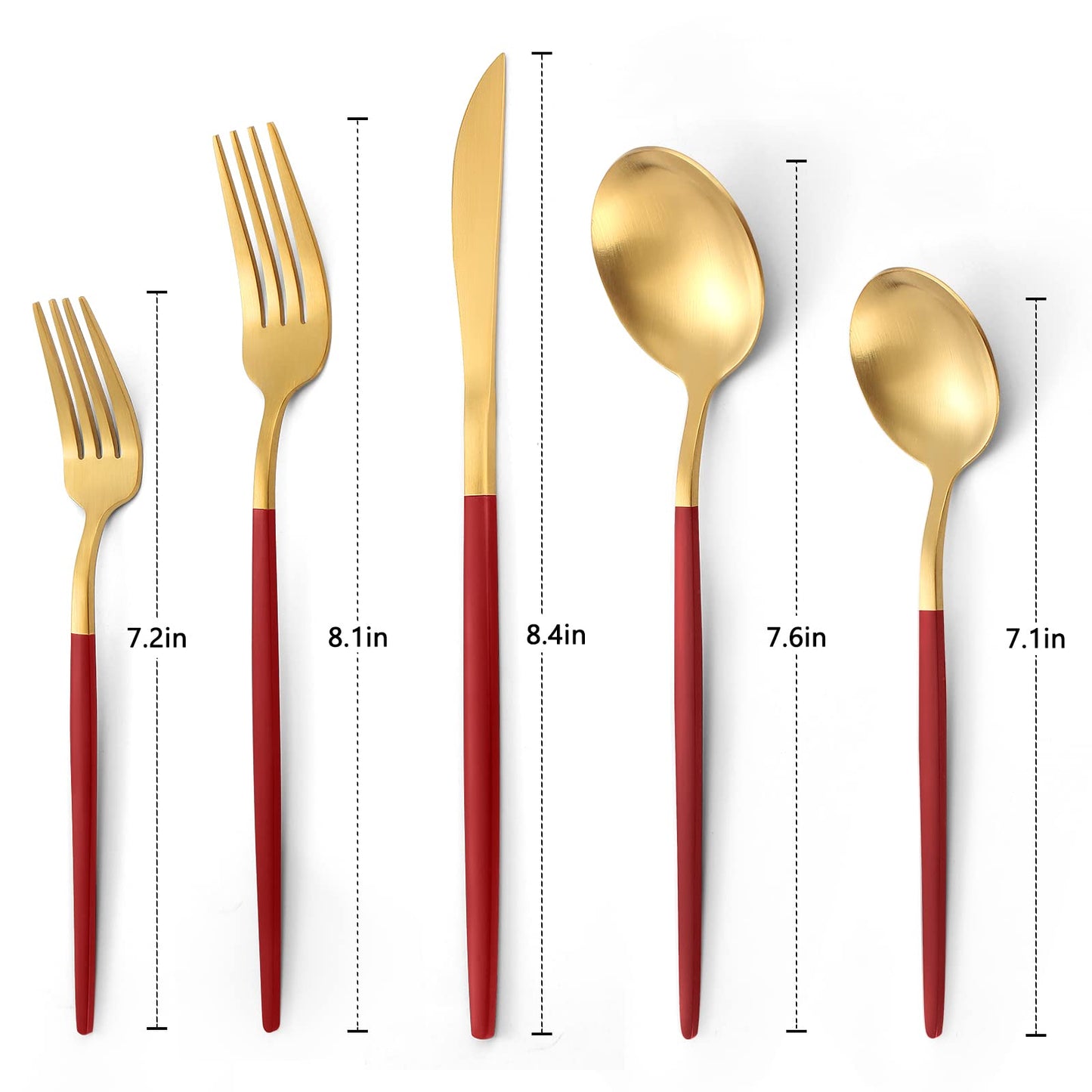 VANVRO Matte Red Gold Silverware Set, 20-Piece Stainless Steel Flatware Set, Satin Finish tableware Cutlery Set, Service for 4, Home and Restaurant, Dishwasher Safe