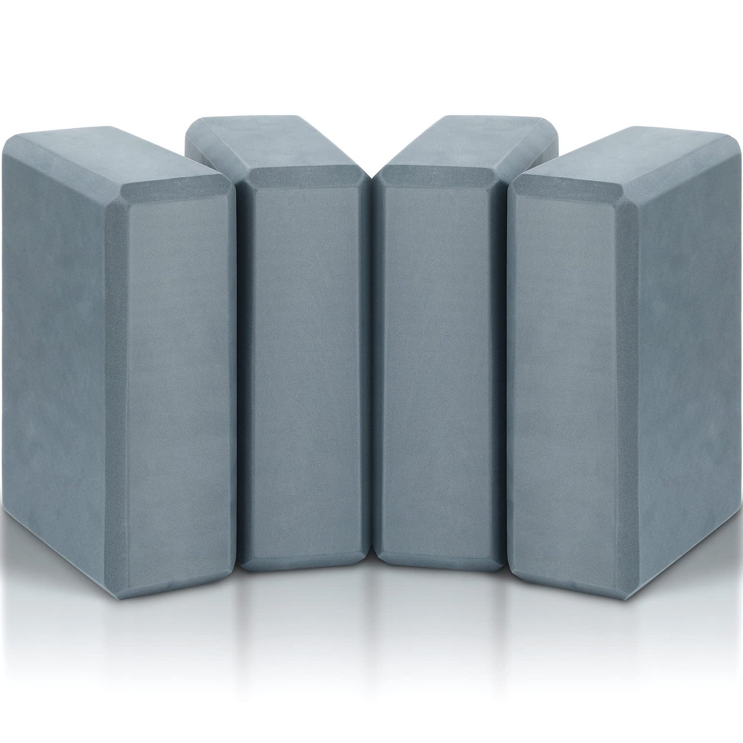 4 Pcs Yoga Blocks Soft EVA Foam Supportive Yoga Brick Non Slip Exercise Block Equipment for Pilates Exercise Workout Meditation Supplies, Grey, 9 x 6 x 3 Inches