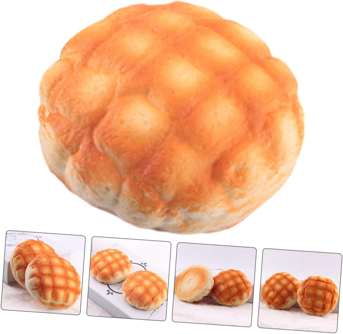 2pcs VOSAREA Simulated Pineapple Bread Decor Realistic Faux Bread Model for Home Bakery and Photography Props Pu