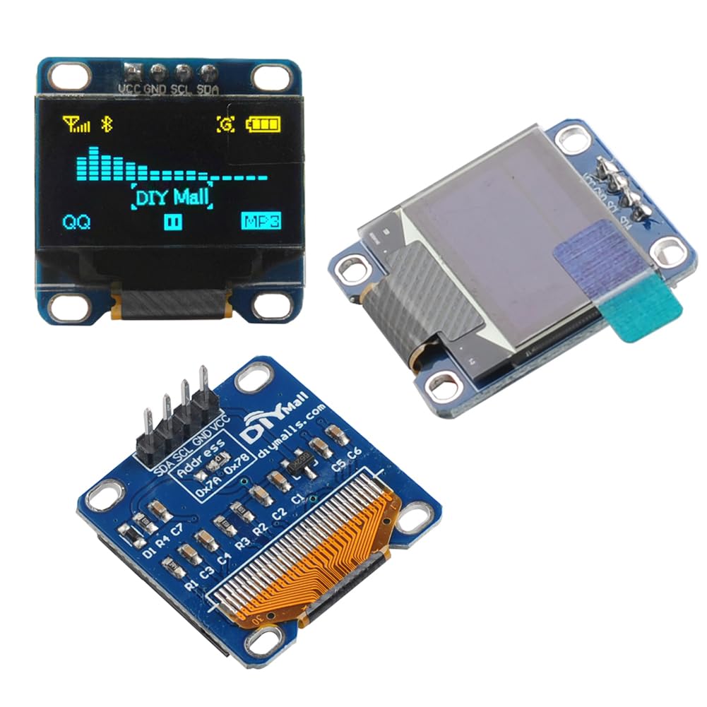 0.96" inch 128x64 1306 3.3V-5V 2560 ESP8266 ESP32 (Pack 3) OLED Display Screen Module of S S - D - Yellow+Blue