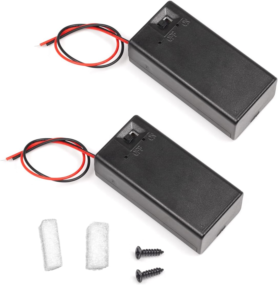 LampVPath (Pack 2 9v 9 9v of Battery Holder, Volt Battery Holder with Switch, Battery Case with Switch