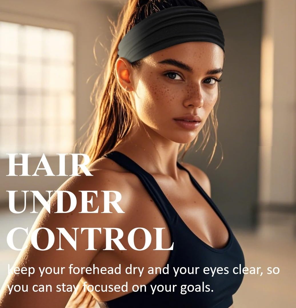 TERSE Sweat Bands Headbands for Women: Workout Headbands for Women Non Slip, Sweatbands for Sports Yoga Running