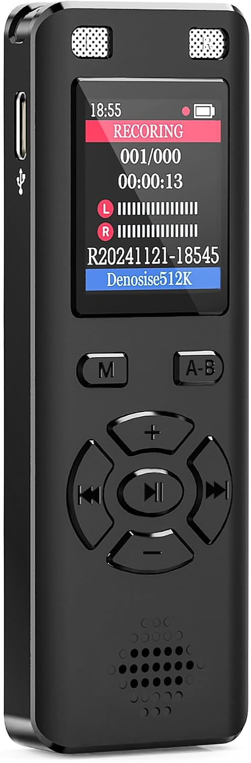 DGFAN 128GB 9280 MP3 Voice Recorder - Hours Voice Activated Recorder Device with Playback, Noise Reduction, Player