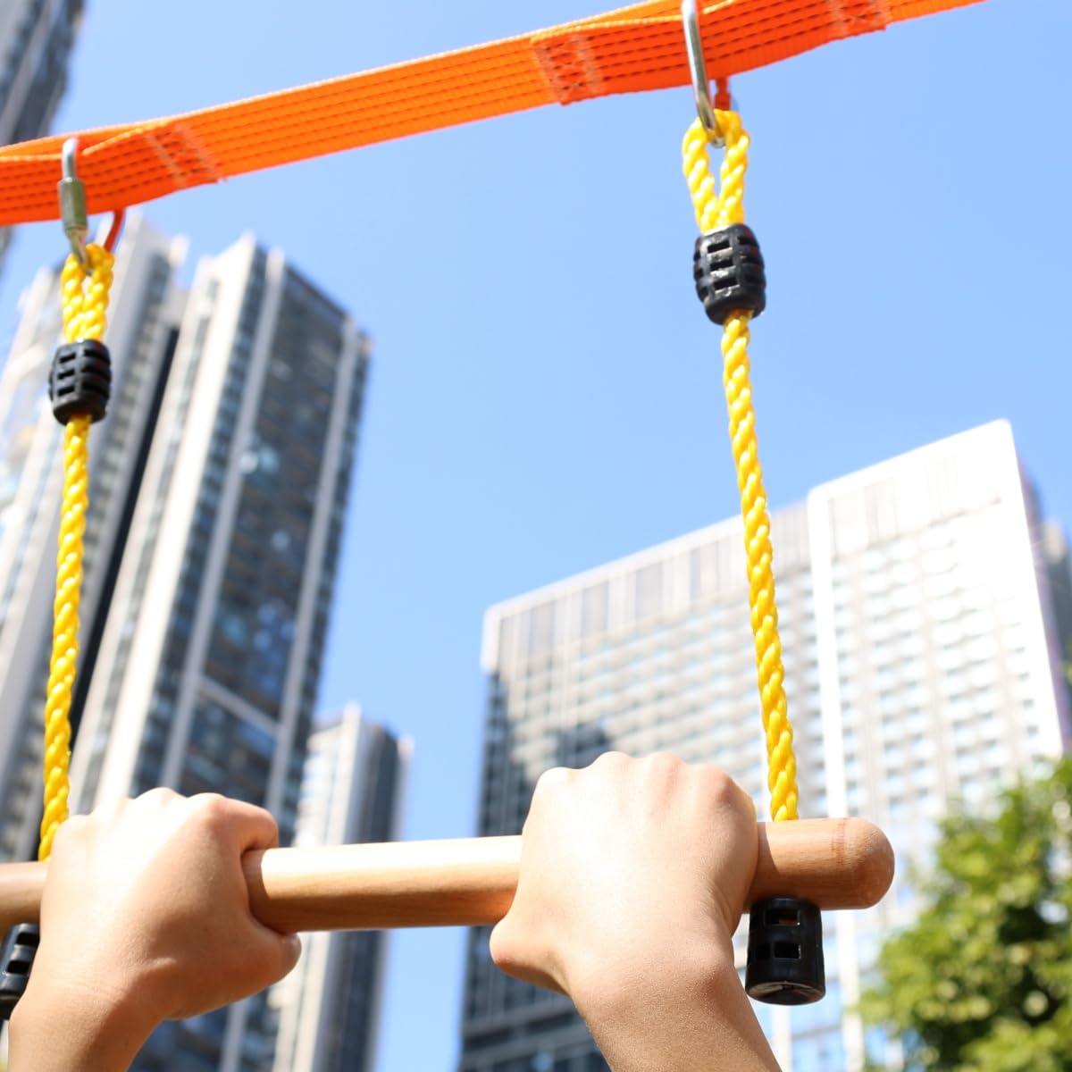 Ymeibe Kids Ninja Monkey Bars 2 Packs for Slackline Accessories for Slackline Obstacle Course for Backyard Attachments to Most Any Home Playground Equipment Sets