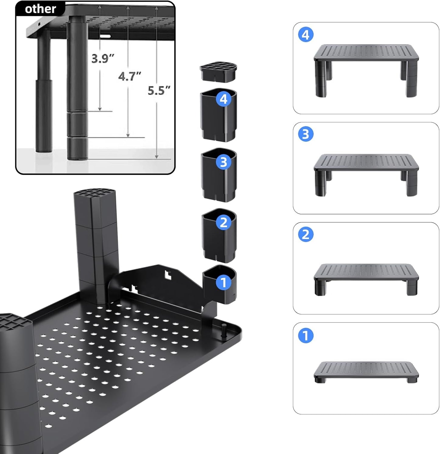 2 Pack 3 2 Pholiten Monitor Stand Riser, Height Adjustable Monitor Stand for Computer, Laptop, Printer, Notebook, iMac