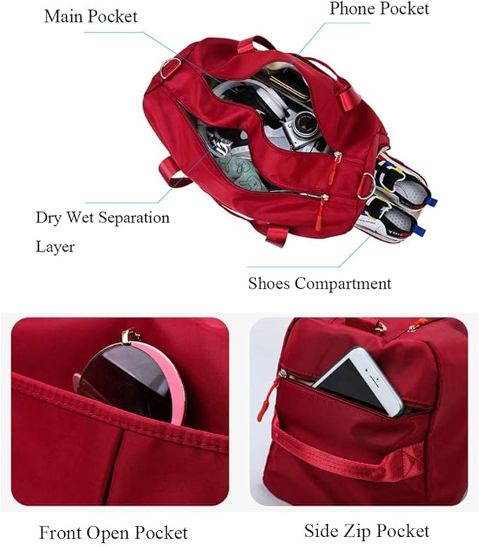 KARRESLY Sports Gym Bag for Women or Men Travel Duffel Bag with Wet Pocket and Shoes Compartment for Training Swim Yoga(Light purple) free size