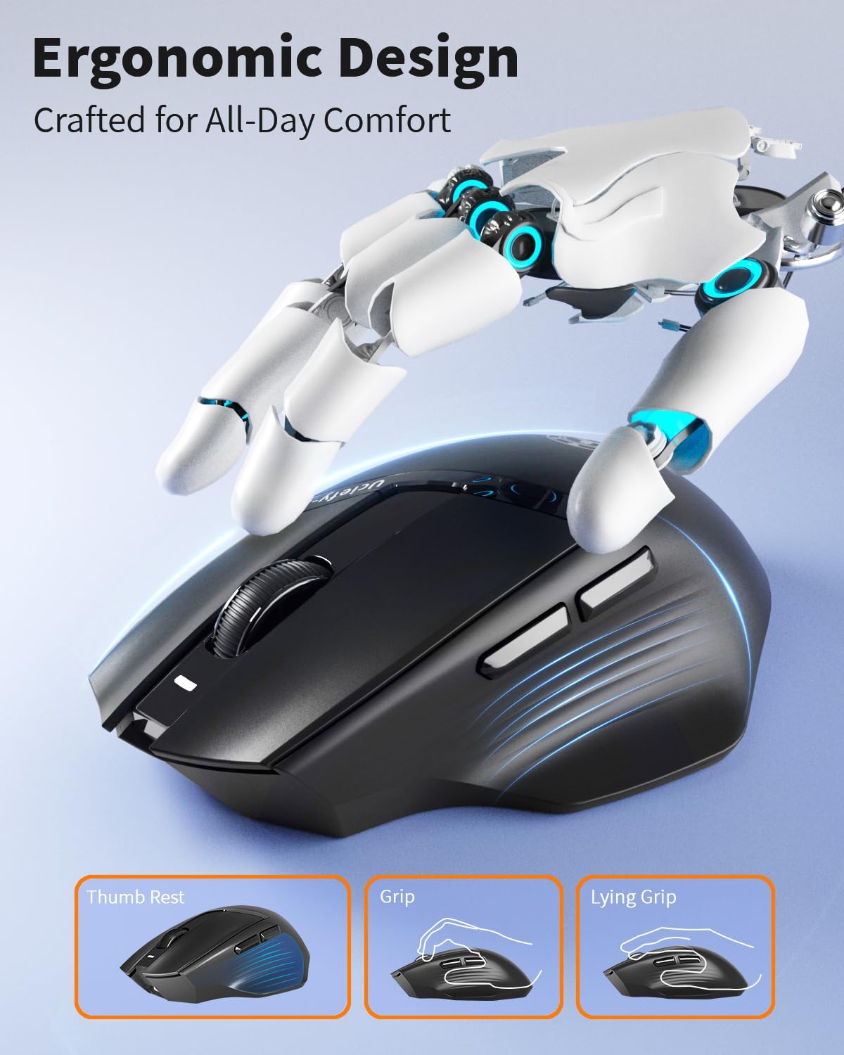 Uciefy Z07 (2.4G+BT5.1) Bluetooth Wireless Mouse, Dual Mode Bluetooth Mouse, USB C Rechargeable Mouse with Charging