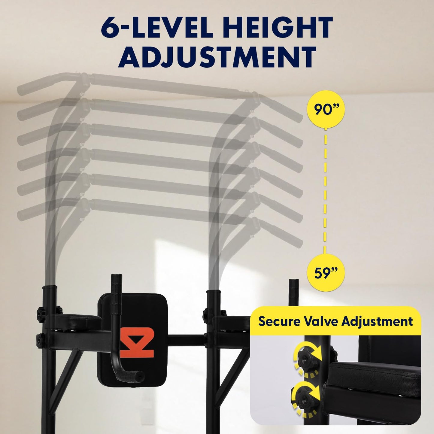 SQUATZ Pull-Up Workout Station with Bench - Multifunctional Gym Equipment with Pulling Bar, Sit-Up Board, Backrest, Elbow Pad, & Steel Main Frame, Great for Home Exercise and Weight Training, 330LBS