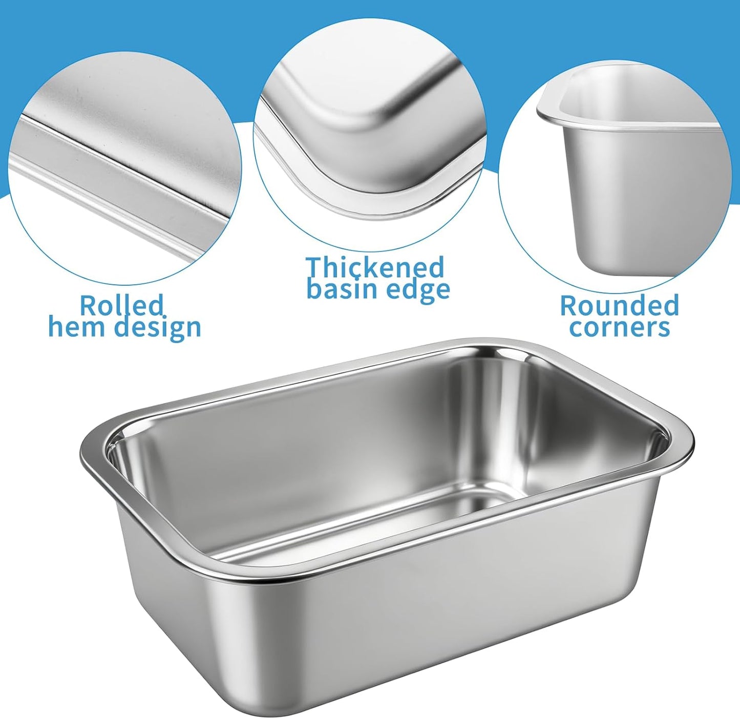 Skiennix 4-Inch Extra Deep Lasagna Baking Pan - 304 Stainless Steel with Lid | 8.5x12.4 Inch, Silver