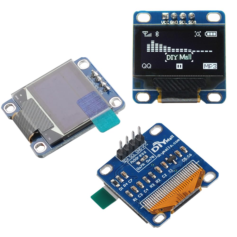 0.96" inch 128x64 1306 3.3V-5V ESP32 ESP8266 (Pack 3) OLED Display Screen Module of SS - D - White for Arduino NodeMCU