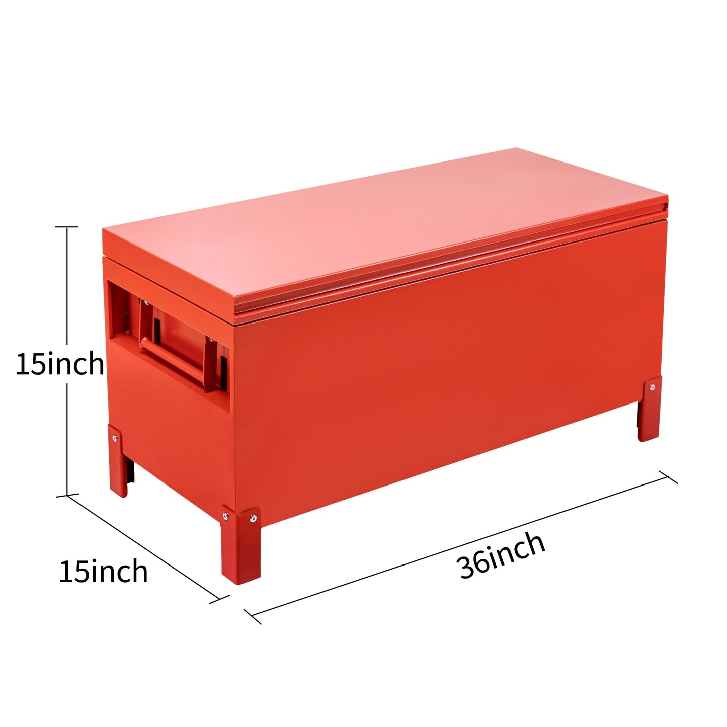 GarveeLife Heavy Duty Steel Truck Bed Tool Box - 36" XXL Lockable Jobsite Storage Chest - Weatherproof, Side Handles - For Pickup, Van, Trailer - 36x15x15, Burgundy