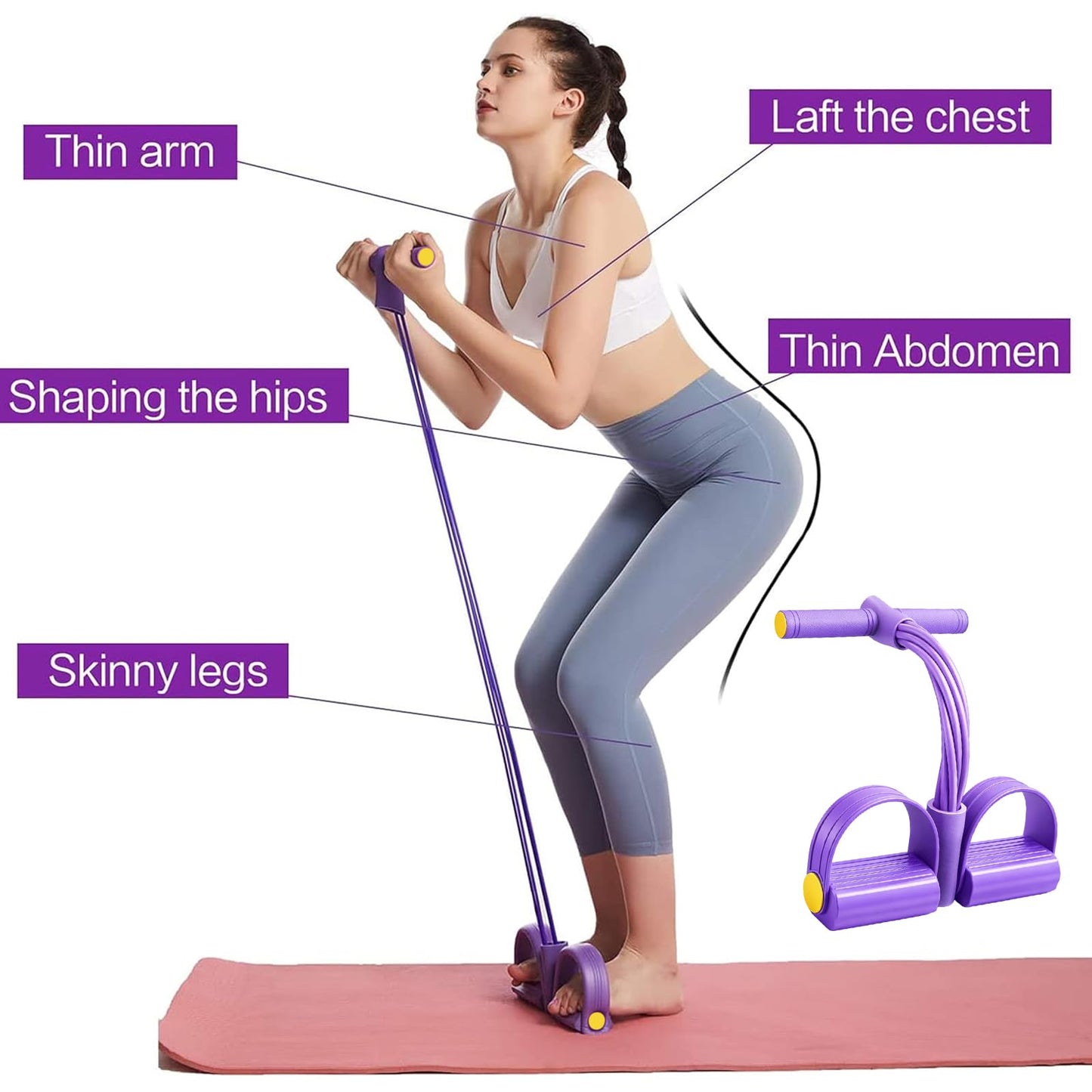 ZCFLCK Resistance Bands with Handles, 6-Tubes Multifunction Foot Pedal Resistance Band, TPE Resistance Bands for Waist Leg Abdomen Buttocks