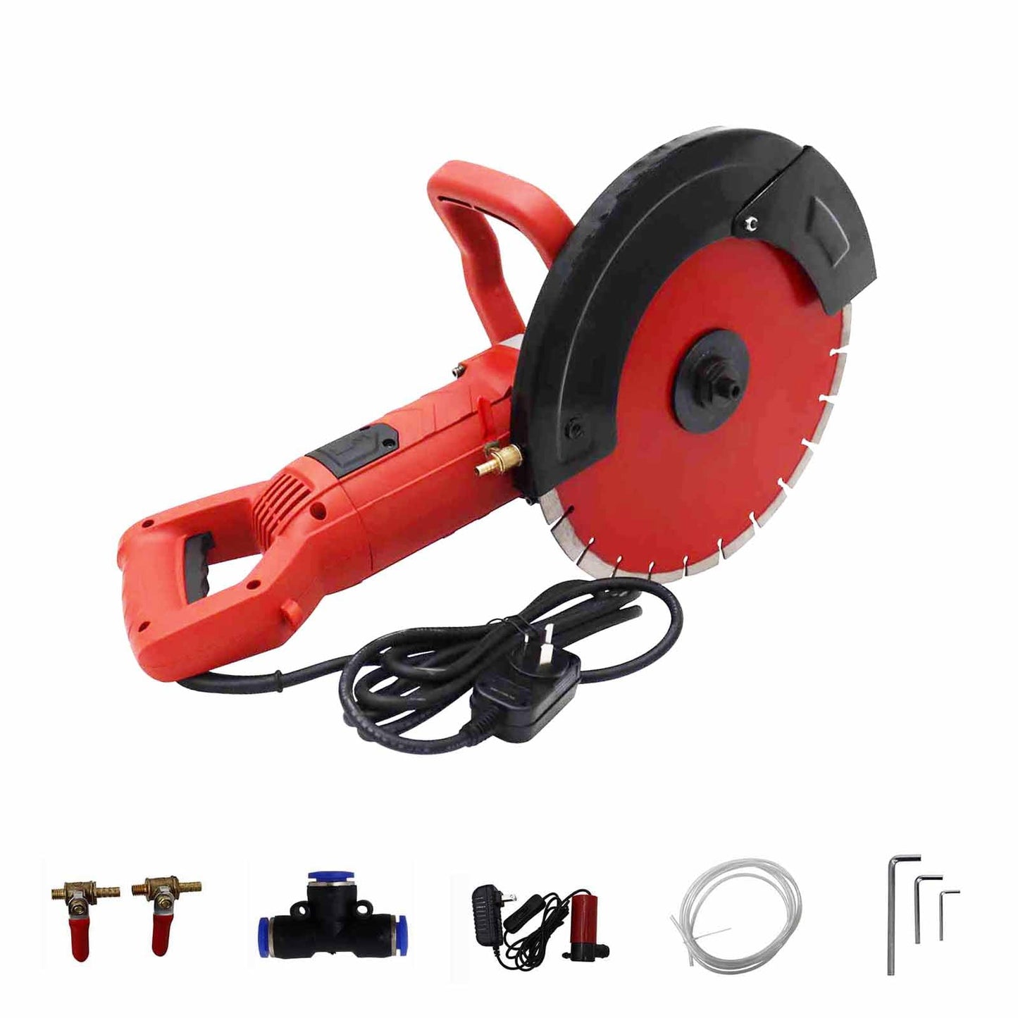INTBUYING Electric Concrete Saw, Wet/Dry Circular Saw Cutter, 14" Concrete Cutter Masonry Tool 220V for Wood, Granite, Brick-with Water Pump
