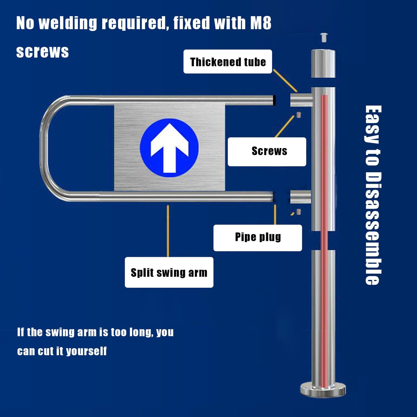 Stainless Steel Automatic Turnstile Gate - One-Way Access Control Barrier for Supermarkets, Retail Stores, and Public Areas - Enhanced ty Solution for Seamless Entry