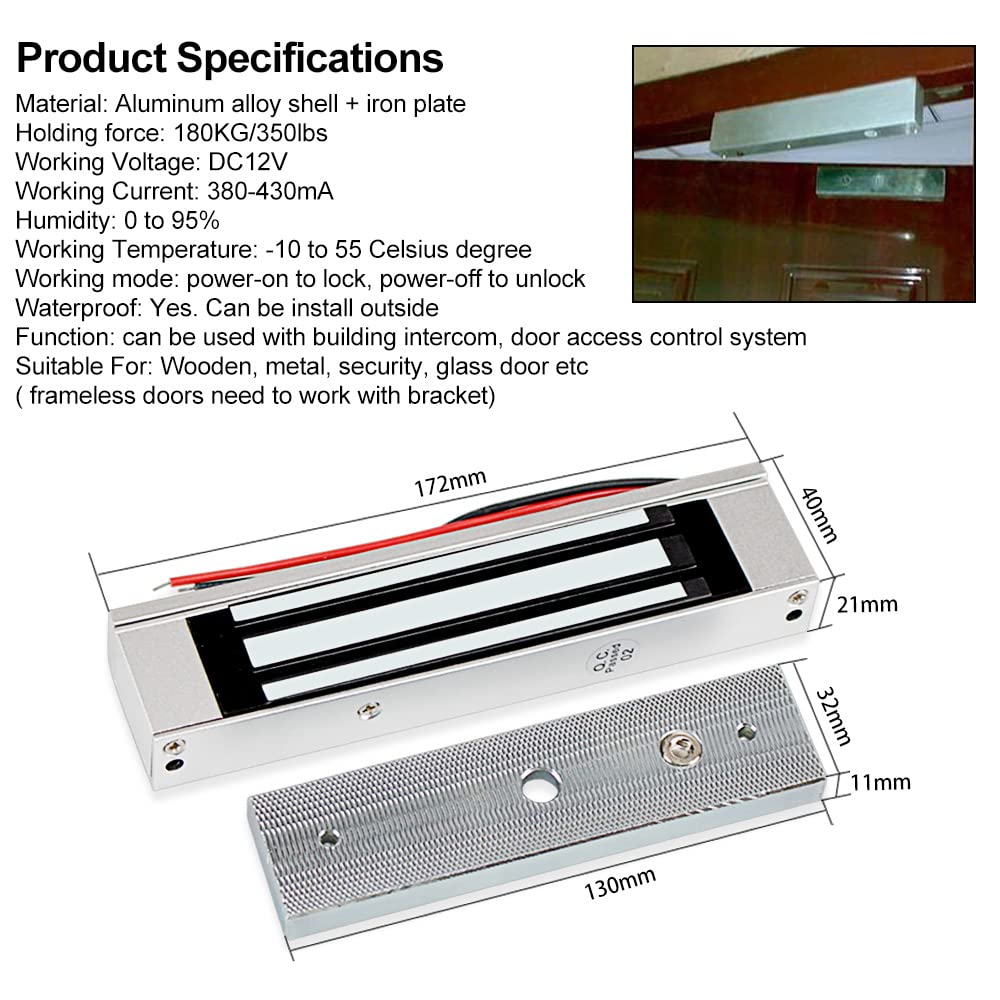 This WiFi-Enabled Graffiti Access Control System Features a Complete Waterproof RFID keypad, a 180kg/350lb electromagnetic Lock, a DC12V/3A Power Supply, an exit Button, and 10 125kHz Key Tags.
