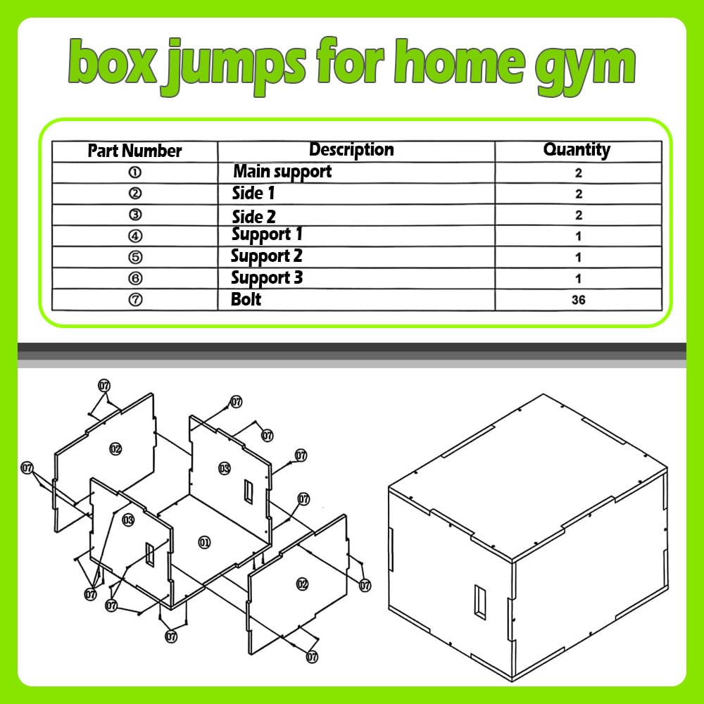 3 in 1 Non-Slip Wooden Plyometric Jump Box Adjustable Box Jumps for Home Gym Step-Ups Training