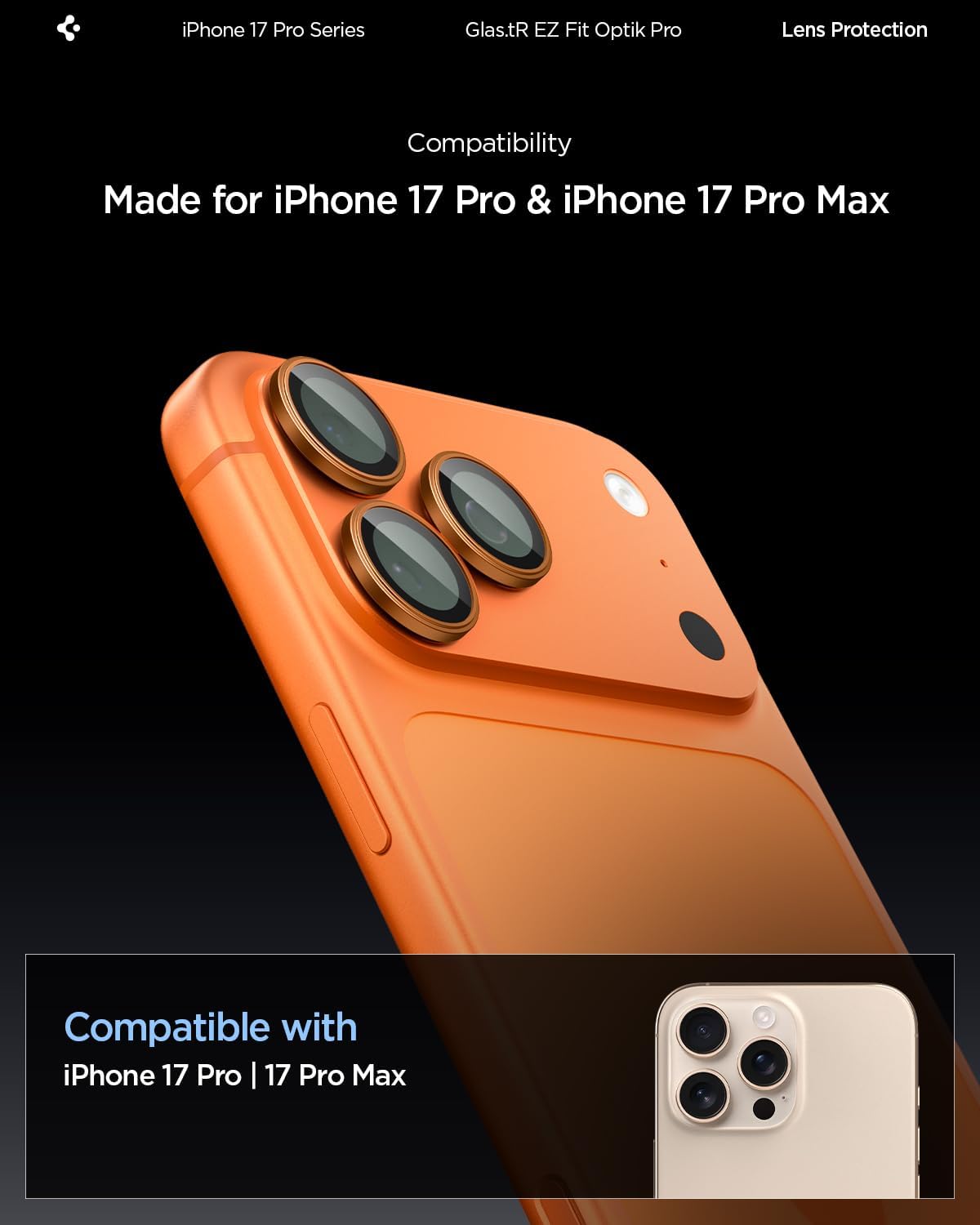 17 17 [2 Pack] Spigen Camera Lens Screen Protector [GlasTR EZ Fit Optik Pro] Designed for iPhone Pro Max | iPhone Pro