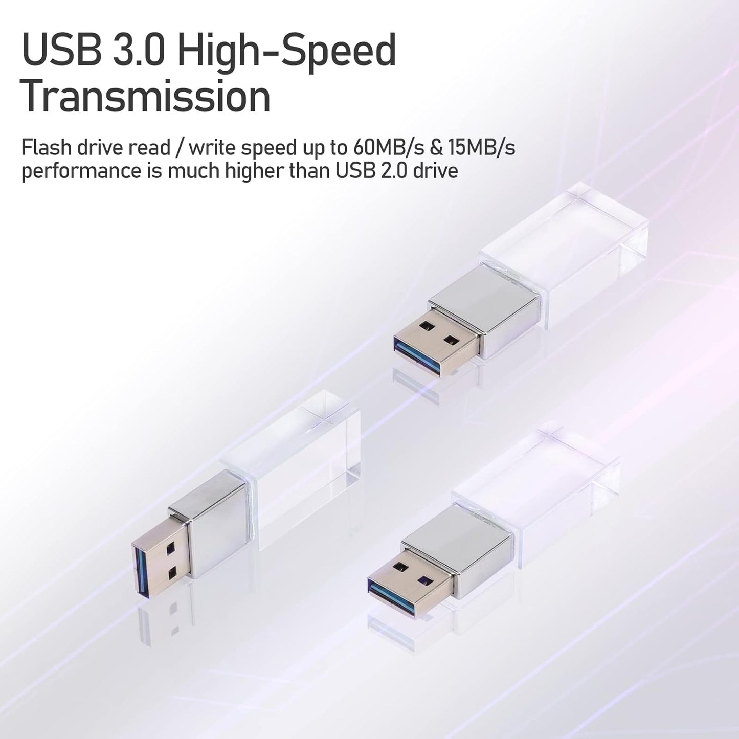 Laak 8GB 3.0 New Crystal Transparent Rectangle Genuine USB Flash Drive Wedding Gift Pendrive,Silver