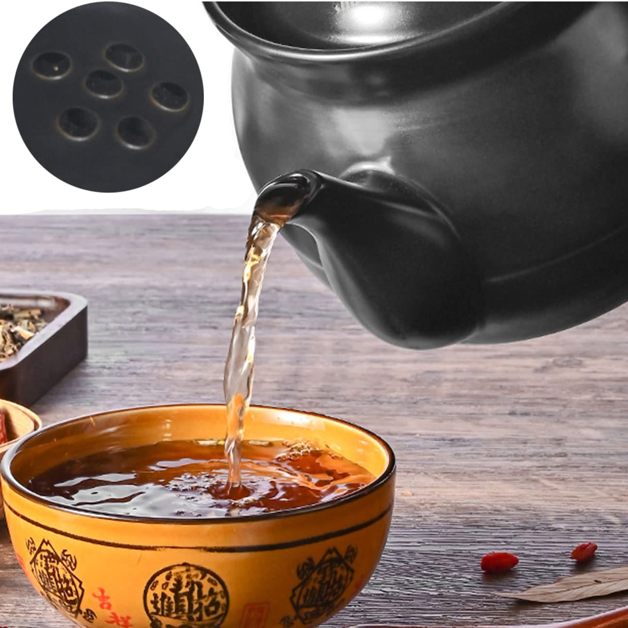 Spodumene Porcelain Teapot 1.8qt China Casserole with Lid Ceramic Kettle Tea Pot for Stovetop Oven Safe