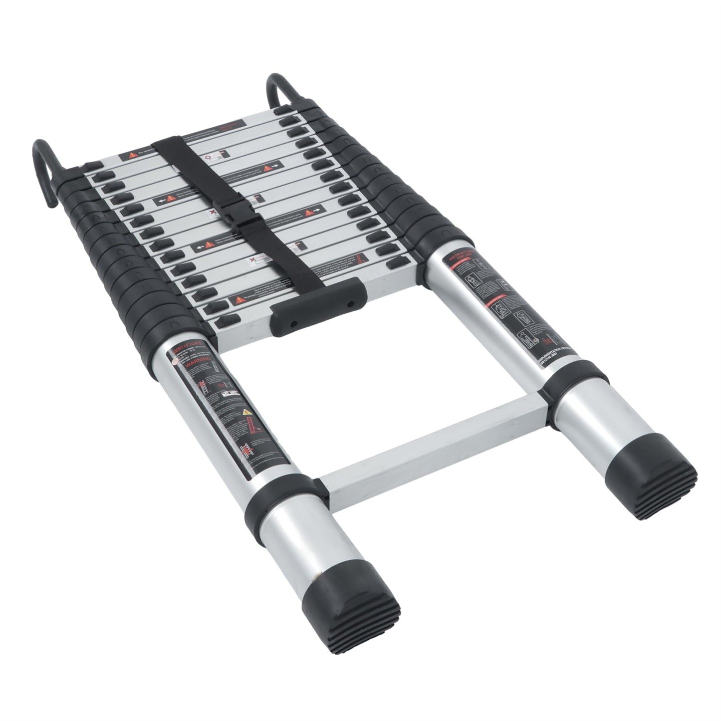 LiGuVCY Telescoping Extension Ladder 14.5 FT, Folding Telescopic Aluminum Ladders with Hooks, Lightweight Collapsible Ladder Step for RV Roof Attic Home, 330 LB Capacity