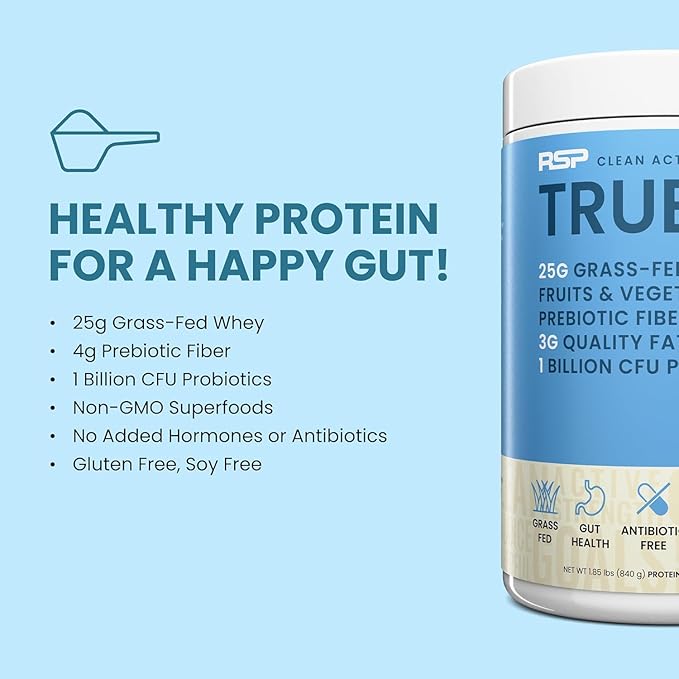 TrueFit Gut Healthy Protein Powder, Grass-Fed Whey Meal Replacement Shake with Prebiotics, Probiotics, & Organic Superfoods, Keto Friendly, Gluten Free (Packaging May Vary) 40 Servings