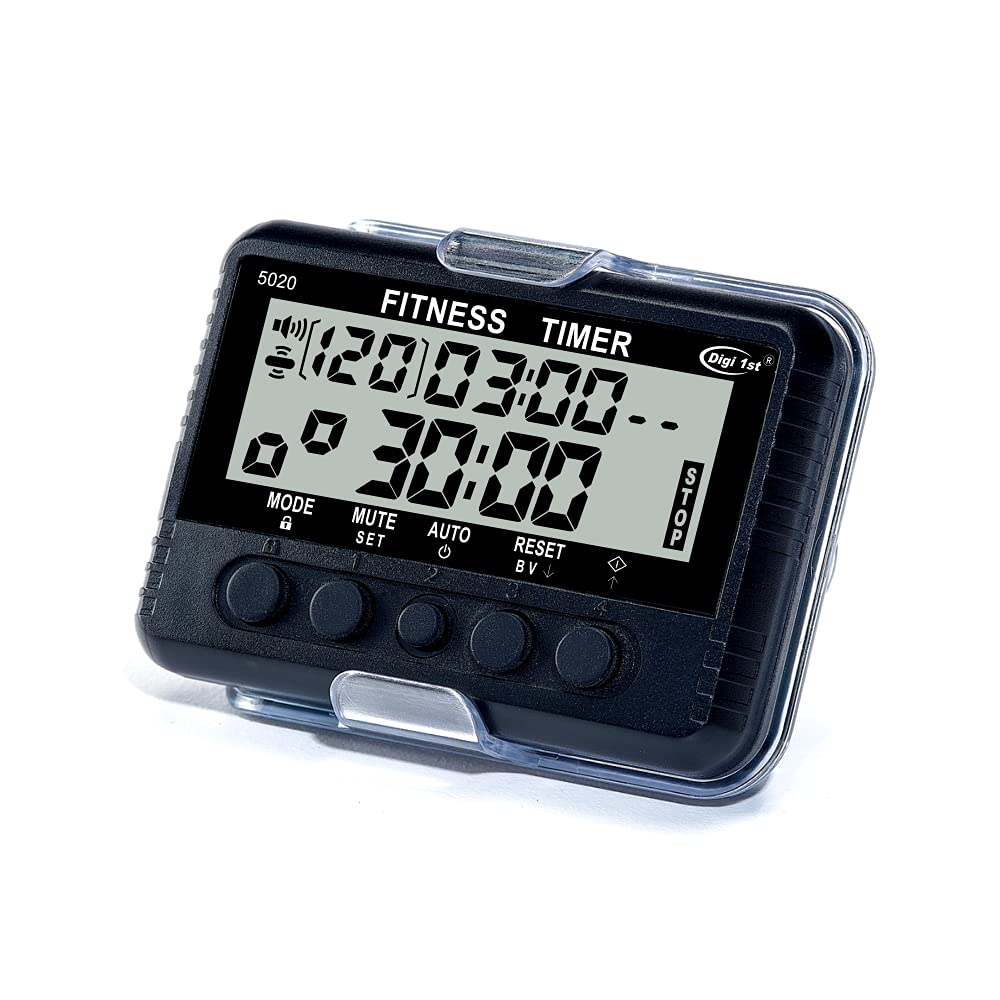 Digi 1st T-5020 Fitness Interval Timer, Multi-Functional Training Timer with Pacer Black