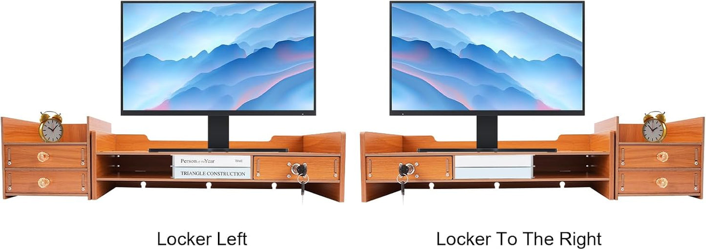 WDZCZDoo 11.02lbs Computer Monitor Stand, Computer Rack with Storage, Wooden Laptop Monitor Stand, Wood Desk Organizer