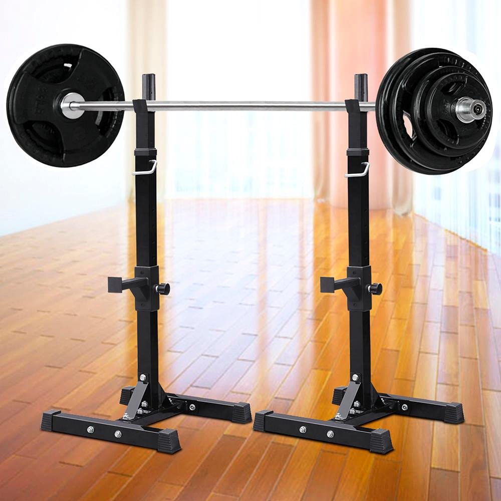 Yaheetech Pair of Adjustable Squat Rack Standard 44-70 Inch Barbell Rack, Solid Steel Squat Stands Bench Press Storage Home Gym Portable Dumbbell Stands