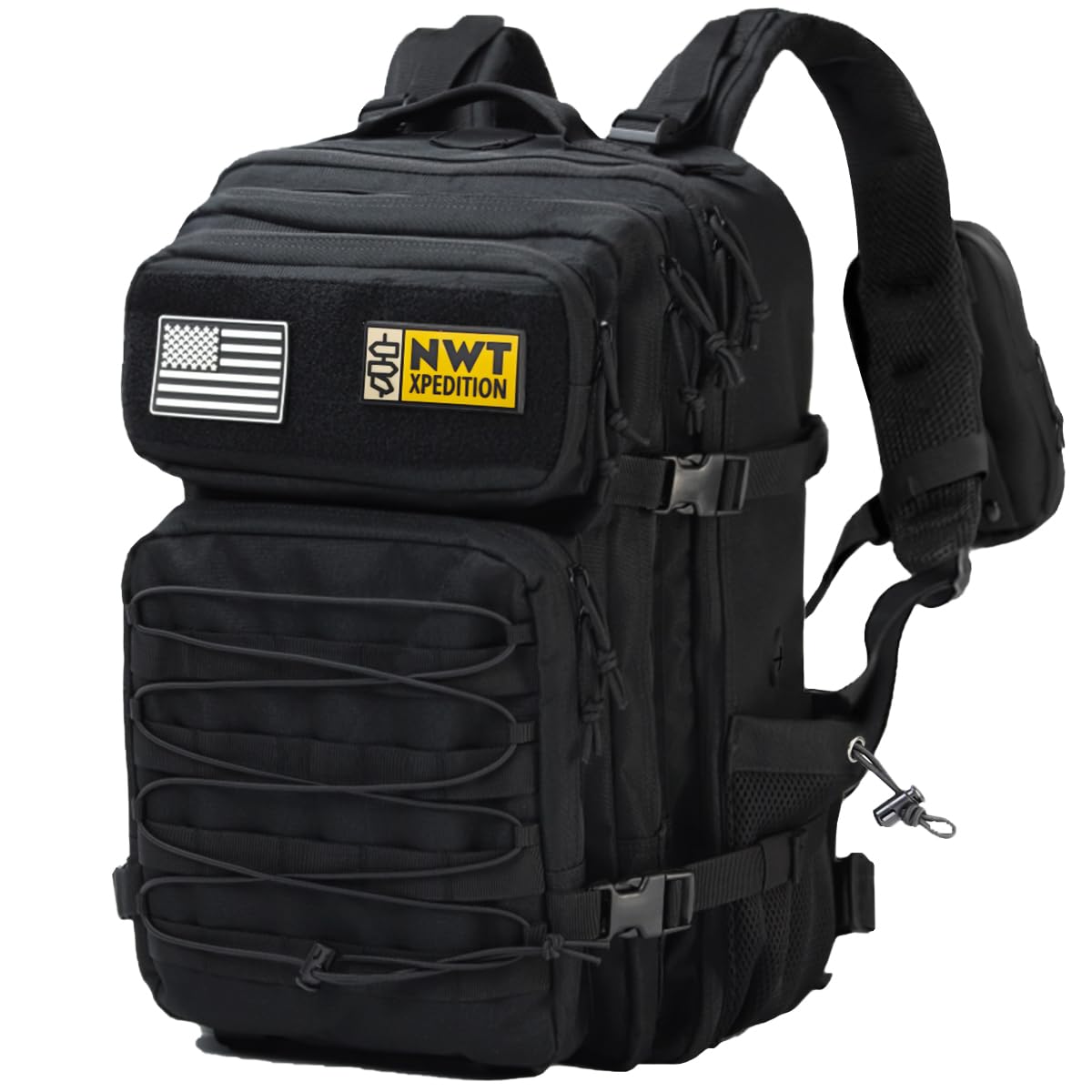 NWT XPEDITION Military Tactical Backpack,Sturdy Work & Molle Laptops Rucksack, Heavy Duty Pack for Hiking Camping Travel Fishing Gym,Black