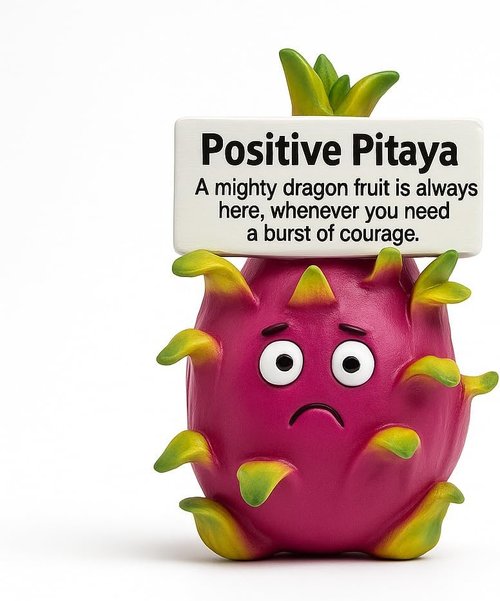 iStatue Positive Pitaya Figurine - Mighty Dragon Fruit Desk Decor | 4.3'' Unique Resin Gift for Courage & Strength