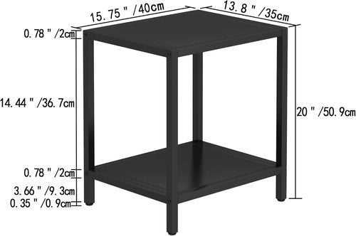 JETO Modern End Table - Stylish 2-Tier Nightstand with Easy Assembly | European Wrought Iron Design