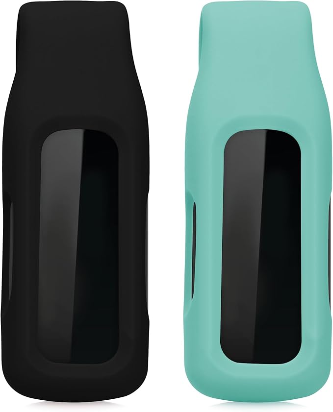kwmobile 2X Clip Holders Compatible with Fitbit Inspire 3 / Inspire 2 / Ace 3 - Clip-On Holder Replacement Set - Black/Dark Blue