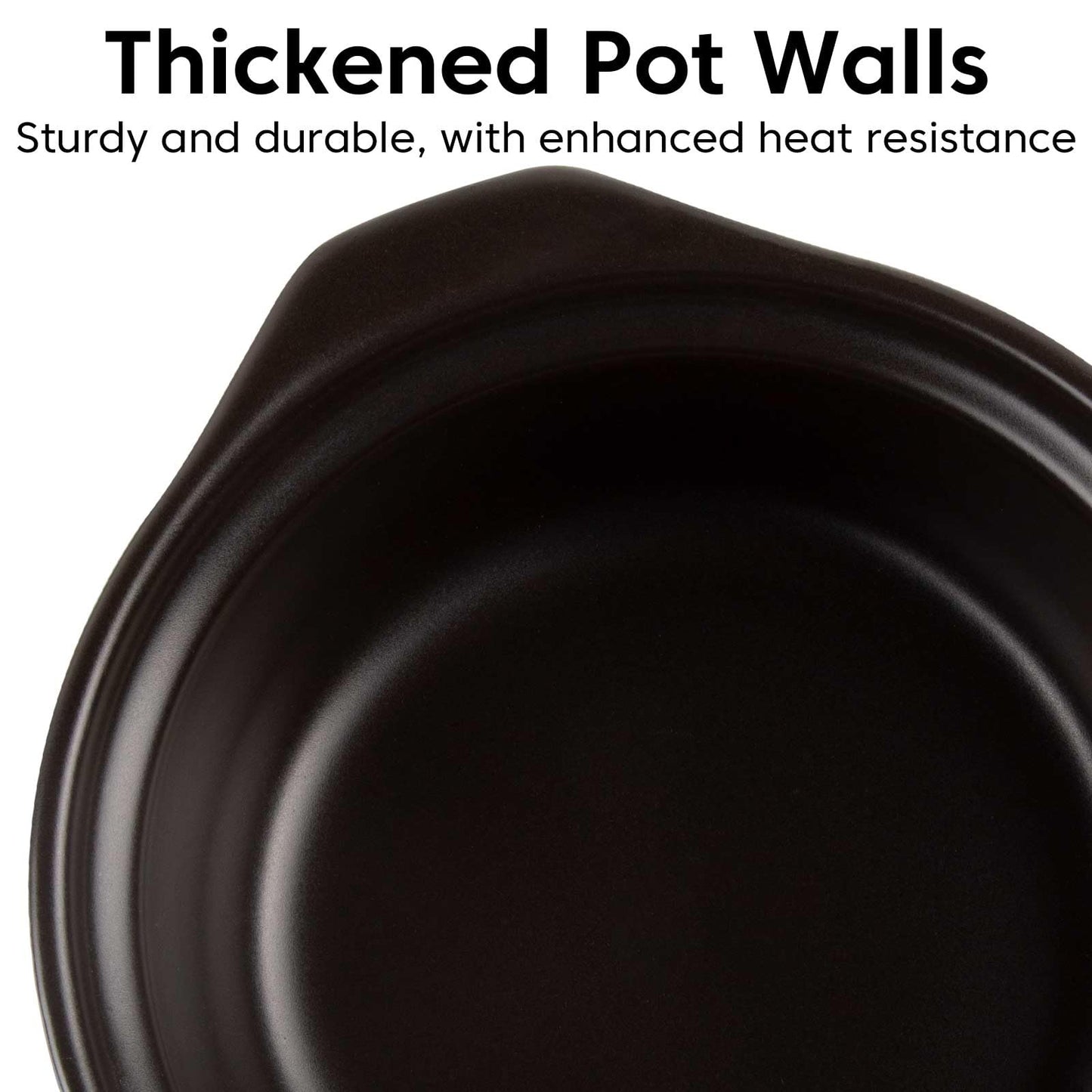 1.9 Quart Clay Pot for Cooking with Lid - Black Earthenware Pot & Olla de Barro for Korean, Soup & Rice - Non-Stick Clay Cookware for Stovetop & Oven